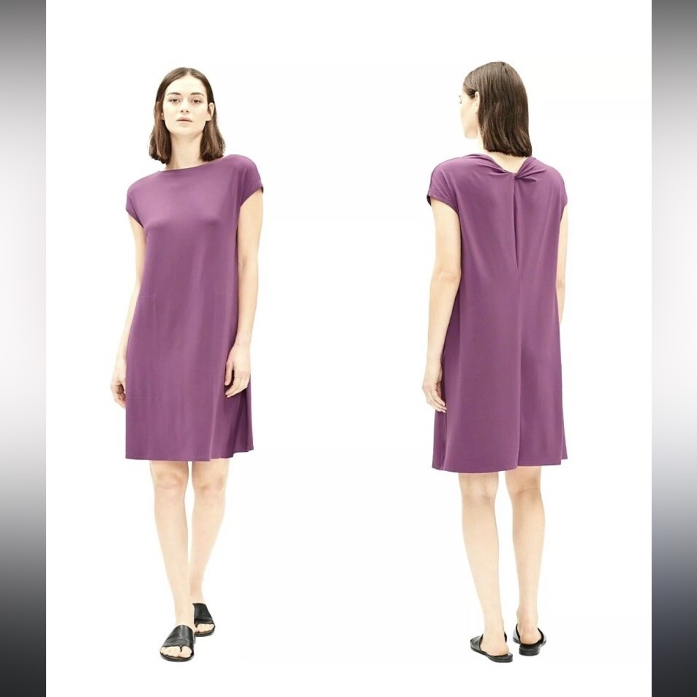Eileen Fisher Jersey casual dress Bateau neck in plum XL